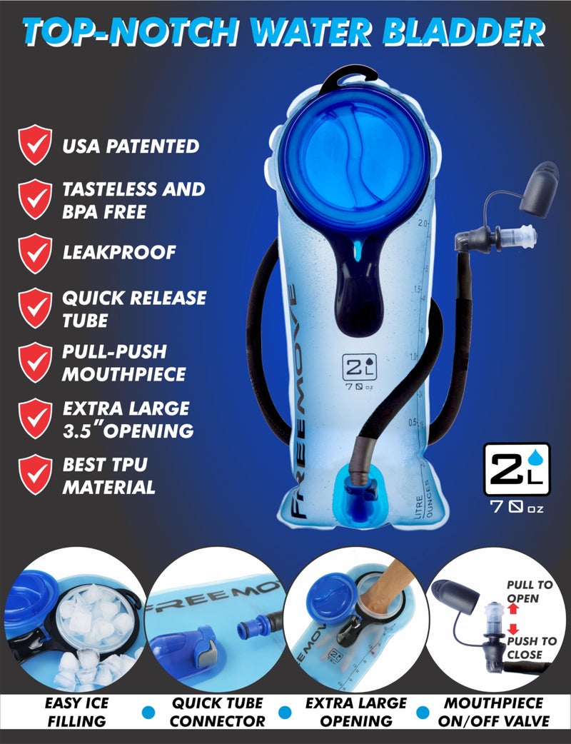 FREEMOVE Hydration Water Backpack 3in1 with 2L Bladder & Insulated Backpack Cooler Bag - a Complete Hydration Solution - Ideal Hydro Camel Back Pack for Hiking, Biking, Running, Cycling, MTB & Rave - Image 5